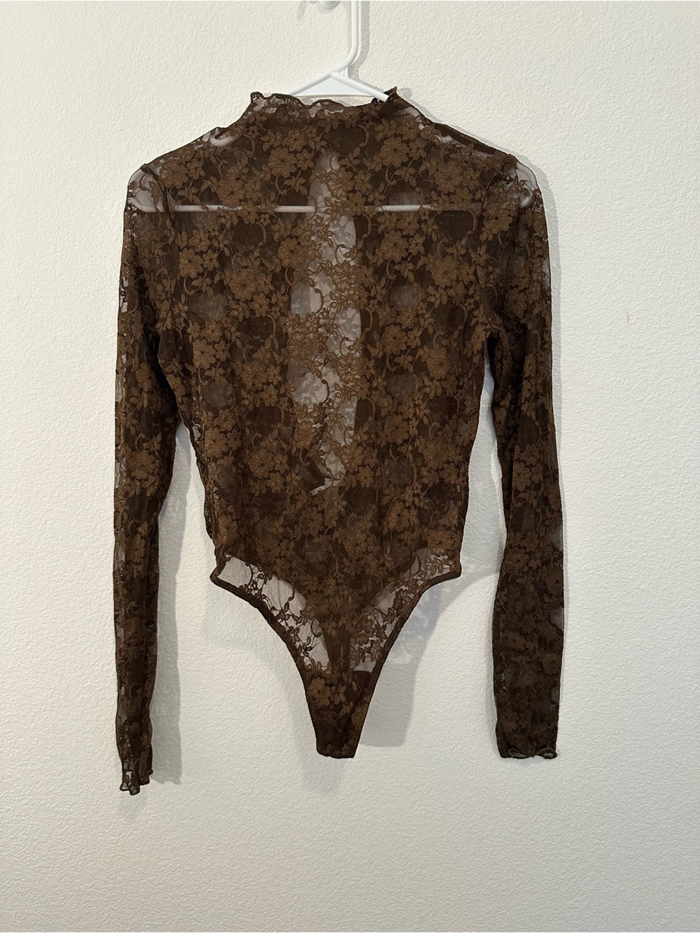 Out From Under Mesh Bodysuit, Medium, Brown NWOT